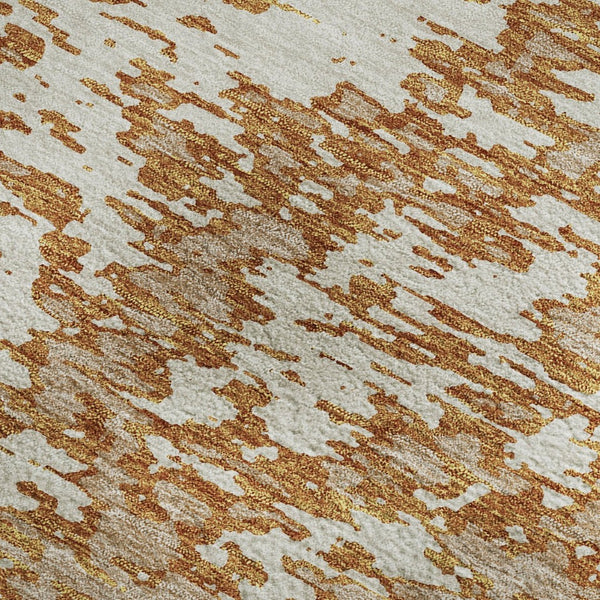HomeRoots 8' X 10' Copper and Ivory Abstract Washable Area Rug – Stylish, Durable, UV Protected for Any Space! 675232