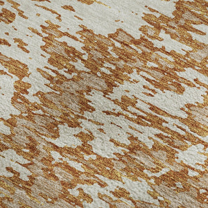 HomeRoots 9' X 12' Copper and Ivory Abstract Washable Area Rug - Durable, Stain-Resistant, UV Protected Design 675233