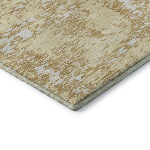 HomeRoots 8' X 10' Gold And Ivory Abstract Area Rug - Washable, UV Protected, Stain-Resistant, Durable Design 675238