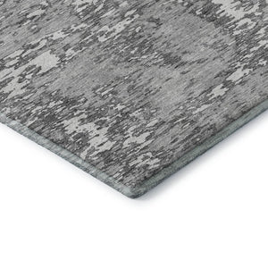 HomeRoots 5' X 8' Gray and Silver Abstract Area Rug - Washable, UV Protected, Stain Resistant, Kid & Pet Friendly 675242