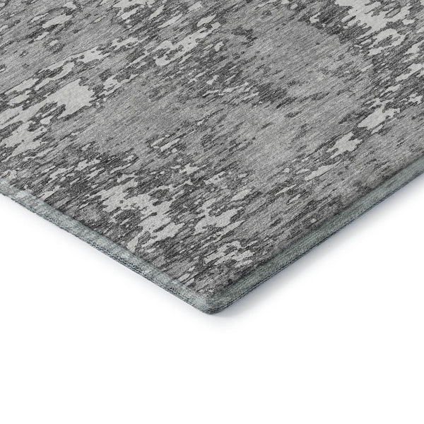 HomeRoots 5' X 8' Gray and Silver Abstract Area Rug - Washable, UV Protected, Stain Resistant, Kid & Pet Friendly 675242