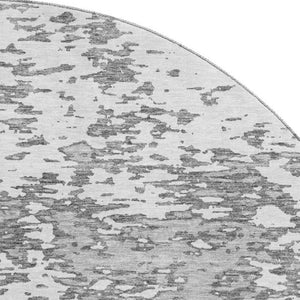 HomeRoots 8' Gray and Silver Abstract Round Rug - Washable, UV Protected, Durable, Perfect for Indoor & Outdoor Spaces 675243