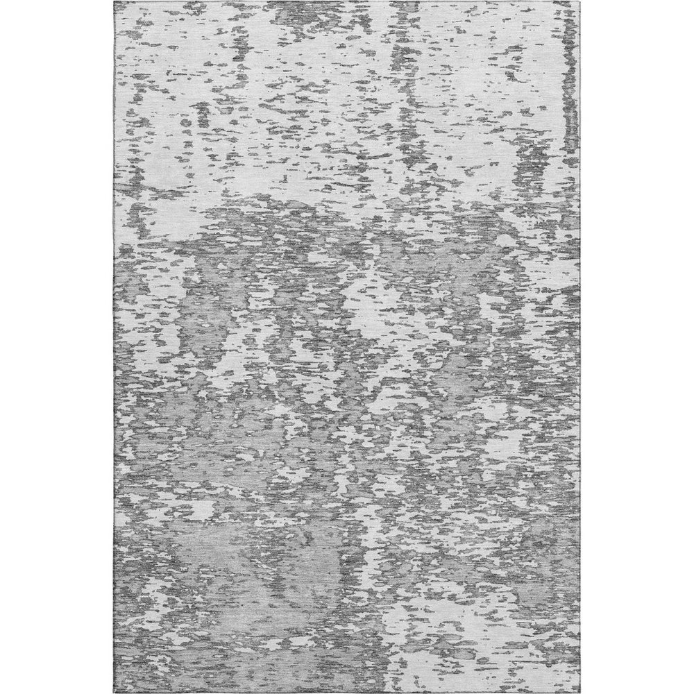 HomeRoots 8' x 10' Gray & Silver Abstract Area Rug – Stylish, Stain-Resistant, UV Protected for Modern Homes 675244