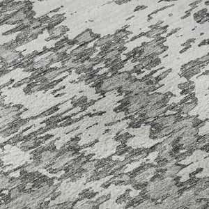 HomeRoots 10' X 14' Gray And Silver Abstract Area Rug - Washable, UV Protected, Stain Resistant for Busy Homes 675246