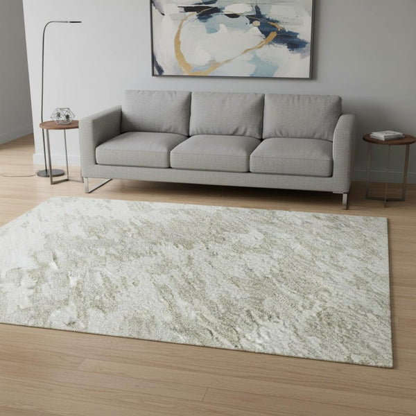 HomeRoots 5' X 8' Ivory And Beige Abstract Washable Area Rug - Stain Resistant, UV Protected, Durable Design 675248