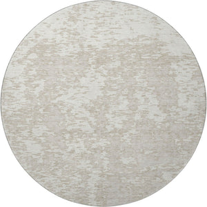 HomeRoots 8' Ivory and Beige Abstract Washable Round Rug with UV Protection – Modern, Stain-Resistant Style 675249