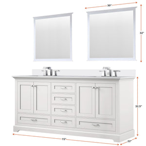 English Elm White 72" Double Bath Vanity with Cultured Marble Top, Solid Wood Frame, Soft-Close Drawers, Storage B2731P258392