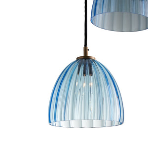 Wildwood Caterina Triple Pendant Aqua — Mouth-Blown Italian Glass, Antique Brass Canopy, Staggered Cascading Light 67525