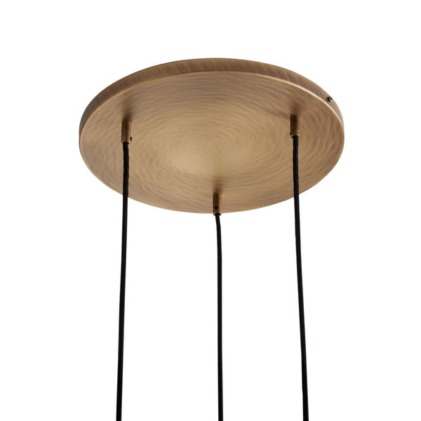 Wildwood Caterina Triple Pendant Aqua — Mouth-Blown Italian Glass, Antique Brass Canopy, Staggered Cascading Light 67525