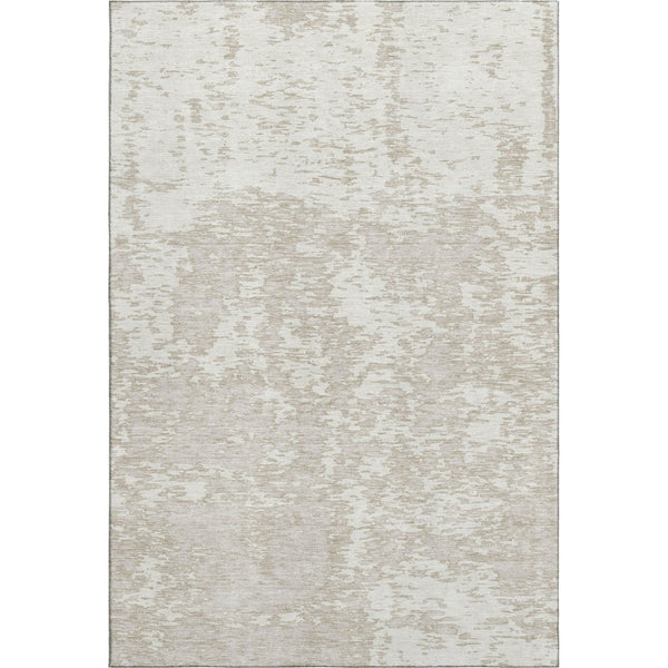 HomeRoots 8' X 10' Ivory and Beige Abstract Area Rug - Washable, UV Protected for High-Traffic Spaces & Style 675250