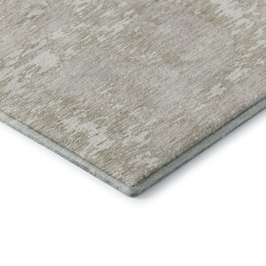 HomeRoots 8' X 10' Ivory and Beige Abstract Area Rug - Washable, UV Protected for High-Traffic Spaces & Style 675250