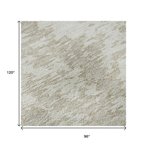 HomeRoots 8' X 10' Ivory and Beige Abstract Area Rug - Washable, UV Protected for High-Traffic Spaces & Style 675250
