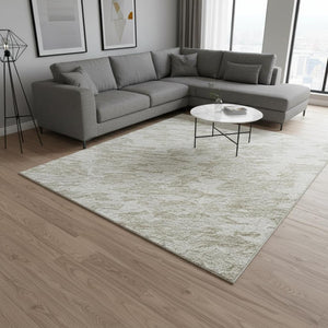 HomeRoots 8' X 10' Ivory and Beige Abstract Area Rug - Washable, UV Protected for High-Traffic Spaces & Style 675250