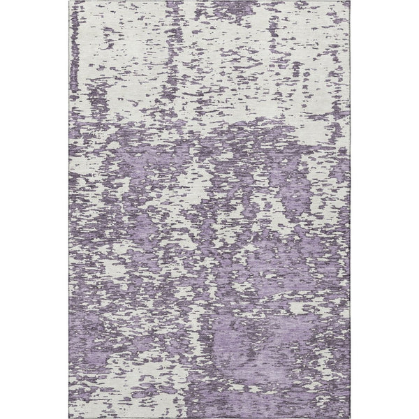 HomeRoots 5' X 8' Abstract Lavender and Ivory Area Rug – Washable, UV-Protected, Soft and Durable Design 675254