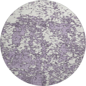 HomeRoots 8' Lavender and Ivory Abstract Round Rug – Washable, UV Protected, Durable for Busy Homes & Kids 675255