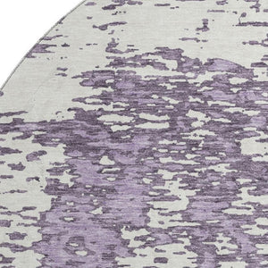 HomeRoots 8' Lavender and Ivory Abstract Round Rug – Washable, UV Protected, Durable for Busy Homes & Kids 675255