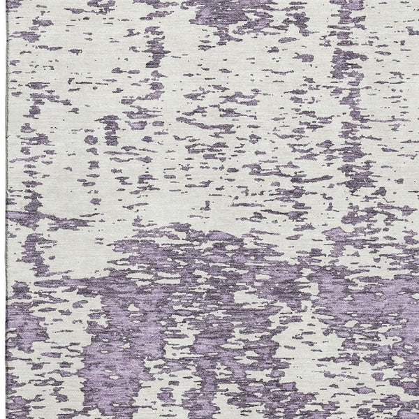 HomeRoots 8' X 10' Modern Lavender and Ivory Abstract Washable Area Rug with UV Protection for Any Space 675256