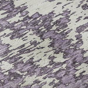 HomeRoots 9' X 12' Abstract Lavender & Ivory Area Rug - Stylish, Washable, UV-Protected, Perfect for Homes! 675257