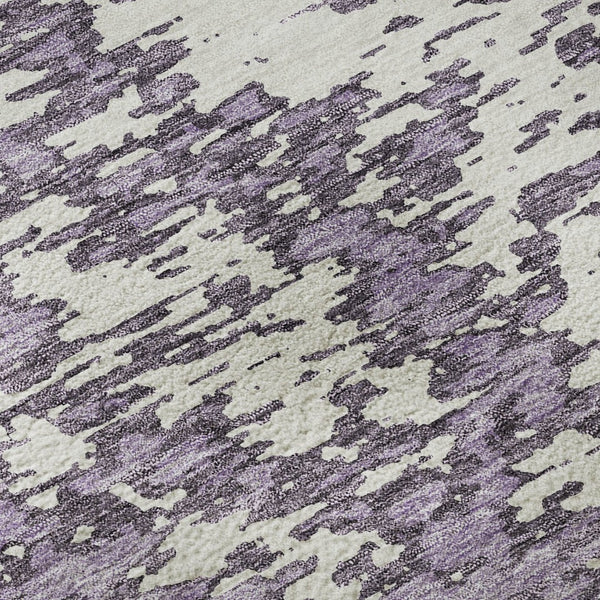 HomeRoots 9' X 12' Abstract Lavender & Ivory Area Rug - Stylish, Washable, UV-Protected, Perfect for Homes! 675257