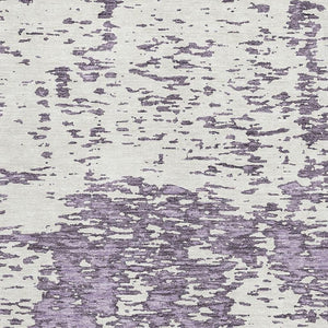 HomeRoots 10' X 14' Stylish Lavender & Ivory Abstract Washable Area Rug with UV Protection for Modern Spaces 675258