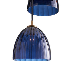 Wildwood Caterina Sculptural Triple Pendant With Aubergine Mouth-Blown Glass And Antique Brass Canopy, 70" Blue 67526