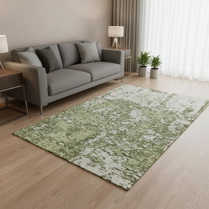HomeRoots 5' X 8' Olive Green & Ivory Abstract Area Rug - Washable, UV Protected, Stylish & Durable Design 675260