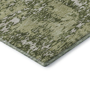 HomeRoots 5' X 8' Olive Green & Ivory Abstract Area Rug - Washable, UV Protected, Stylish & Durable Design 675260