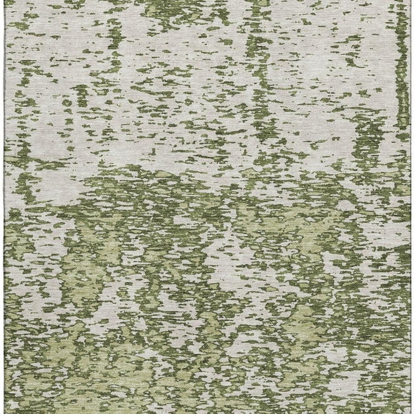 HomeRoots 5' X 8' Olive Green & Ivory Abstract Area Rug - Washable, UV Protected, Stylish & Durable Design 675260
