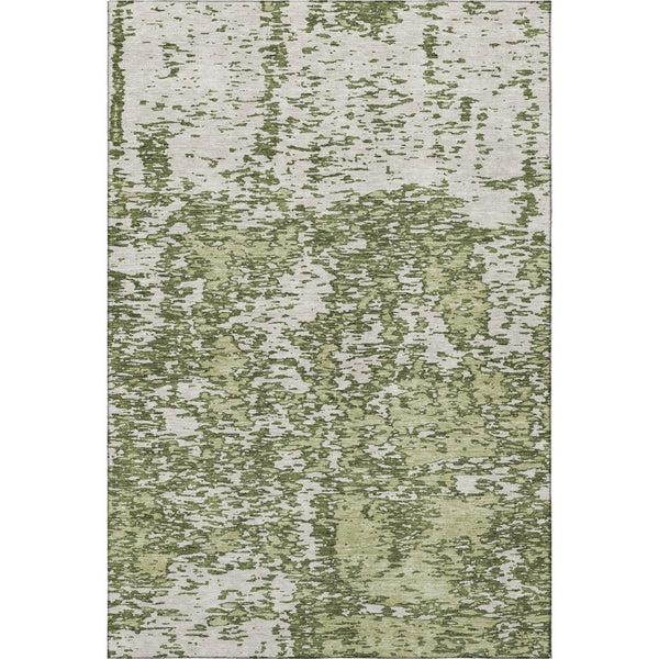 HomeRoots 5' X 8' Olive Green & Ivory Abstract Area Rug - Washable, UV Protected, Stylish & Durable Design 675260