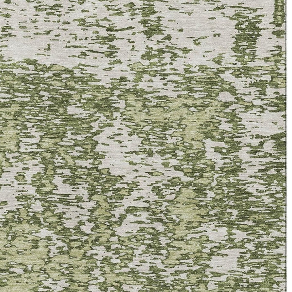 HomeRoots 10' Olive Green and Ivory Abstract Area Rug – Washable, UV Protected, Durable for Family Spaces 675264