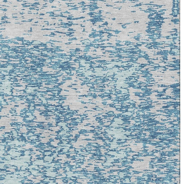 HomeRoots 5' X 8' Stylish Teal and Silver Abstract Washable Area Rug with UV Protection for Everyday Use 675266