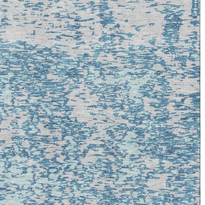 HomeRoots 8' X 10' Teal & Silver Abstract Area Rug – Durable, Stain-Resistant, UV-Protected for Modern Spaces 675268