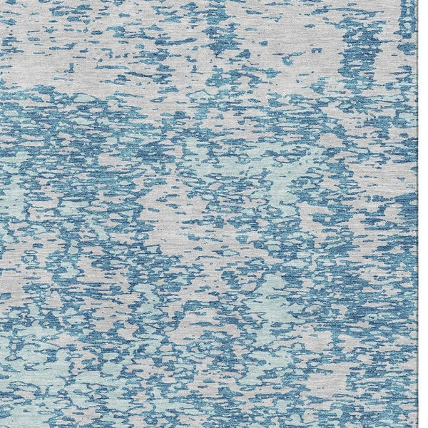 HomeRoots 8' X 10' Teal & Silver Abstract Area Rug – Durable, Stain-Resistant, UV-Protected for Modern Spaces 675268