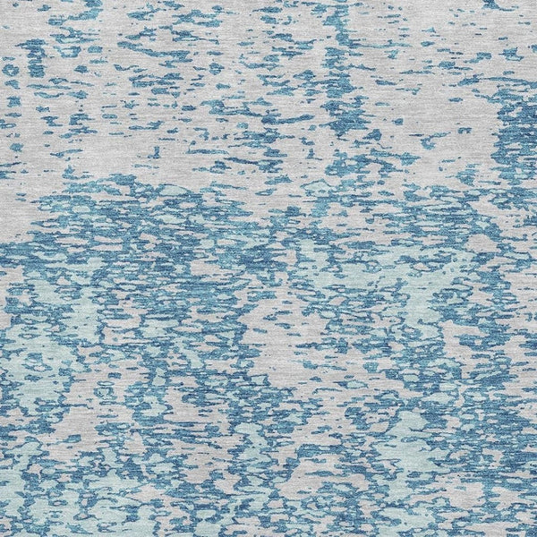 HomeRoots 9' X 12' Teal & Silver Abstract Washable Area Rug - Durable, Stylish, UV-Protected for Active Homes 675269