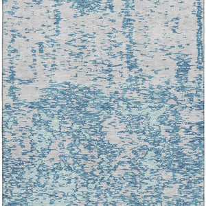 HomeRoots 9' X 12' Teal & Silver Abstract Washable Area Rug - Durable, Stylish, UV-Protected for Active Homes 675269