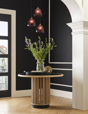 Wildwood Caterina Sculptural Triple Pendant With Aubergine Mouth-Blown Glass And Antique Brass Canopy, 70" Purple 67527