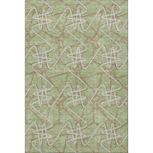HomeRoots 5' X 8' Artichoke Green Geometric Area Rug – Washable, UV Protected, Stain Resistant & Durable Design 675272