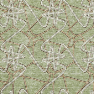 HomeRoots 9' X 12' Artichoke Green Geometric Area Rug - Washable, UV Protected, Perfect for Busy Homes! 675275