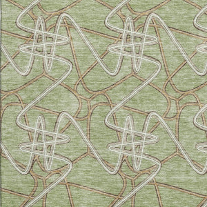 HomeRoots 10' X 14' Artichoke Green Geometric Area Rug - Washable, UV Protected & Stain Resistant Design 675276