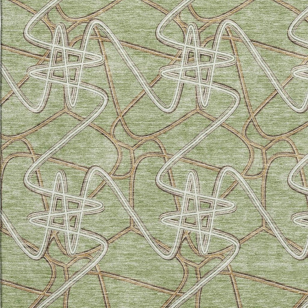 HomeRoots 10' X 14' Artichoke Green Geometric Area Rug - Washable, UV Protected & Stain Resistant Design 675276