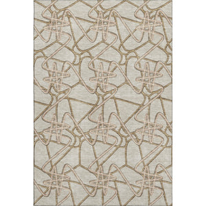 HomeRoots 8' X 10' Beige Ivory Brown Geometric Washable Area Rug – Durable, Stain-Resistant, UV-Protected Design 675280