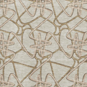 HomeRoots 8' X 10' Beige Ivory Brown Geometric Washable Area Rug – Durable, Stain-Resistant, UV-Protected Design 675280