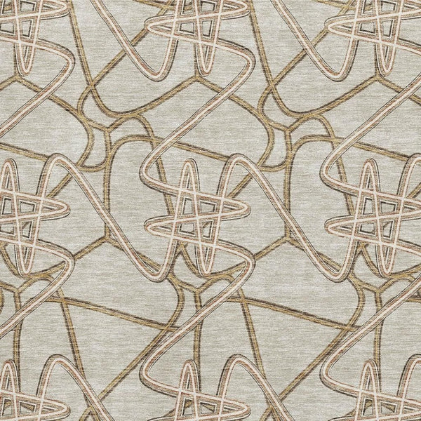 HomeRoots 8' X 10' Beige Ivory Brown Geometric Washable Area Rug – Durable, Stain-Resistant, UV-Protected Design 675280