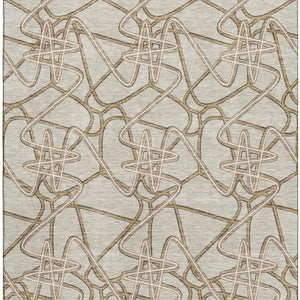HomeRoots 9' X 12' Beige Ivory Brown Geometric Area Rug - Durable, Washable, UV Protected, Pet & Kid Friendly 675281