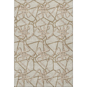 HomeRoots 9' X 12' Beige Ivory Brown Geometric Area Rug - Durable, Washable, UV Protected, Pet & Kid Friendly 675281