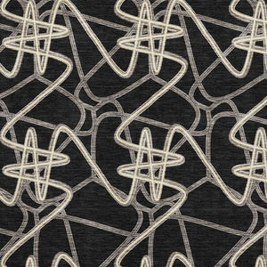 HomeRoots 5' X 8' Black and Ivory Geometric Washable Area Rug – Durable, Stain Resistant & UV Protected Design! 675284