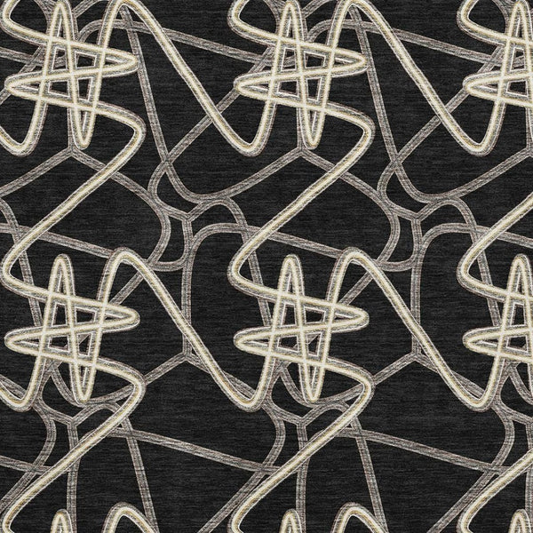HomeRoots 5' X 8' Black and Ivory Geometric Washable Area Rug – Durable, Stain Resistant & UV Protected Design! 675284