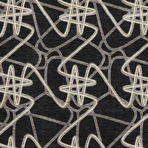HomeRoots 9' X 12' Black And Ivory Geometric Washable Rug - Stylish, Stain-Resistant, UV Protected for All Rooms 675287