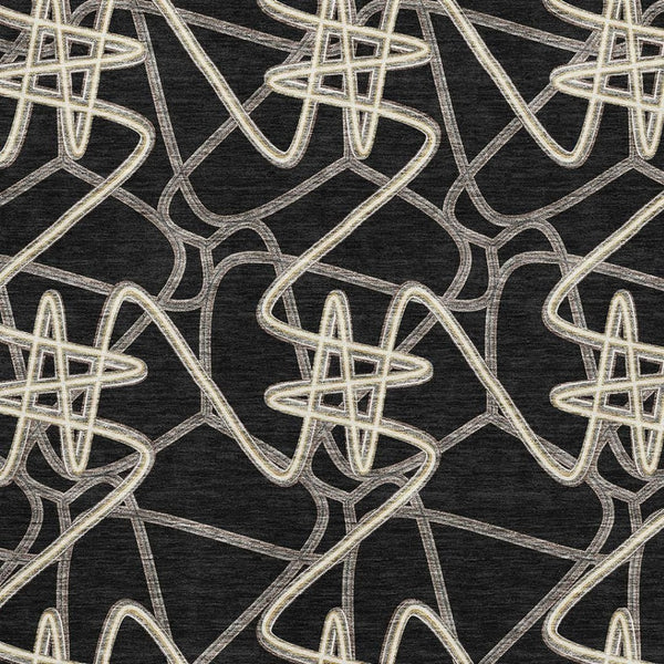 HomeRoots 9' X 12' Black And Ivory Geometric Washable Rug - Stylish, Stain-Resistant, UV Protected for All Rooms 675287
