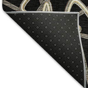 HomeRoots 10' X 14' Black And Ivory Geometric Area Rug - Washable, Stain-Resistant, UV Protected for Home Style 675288